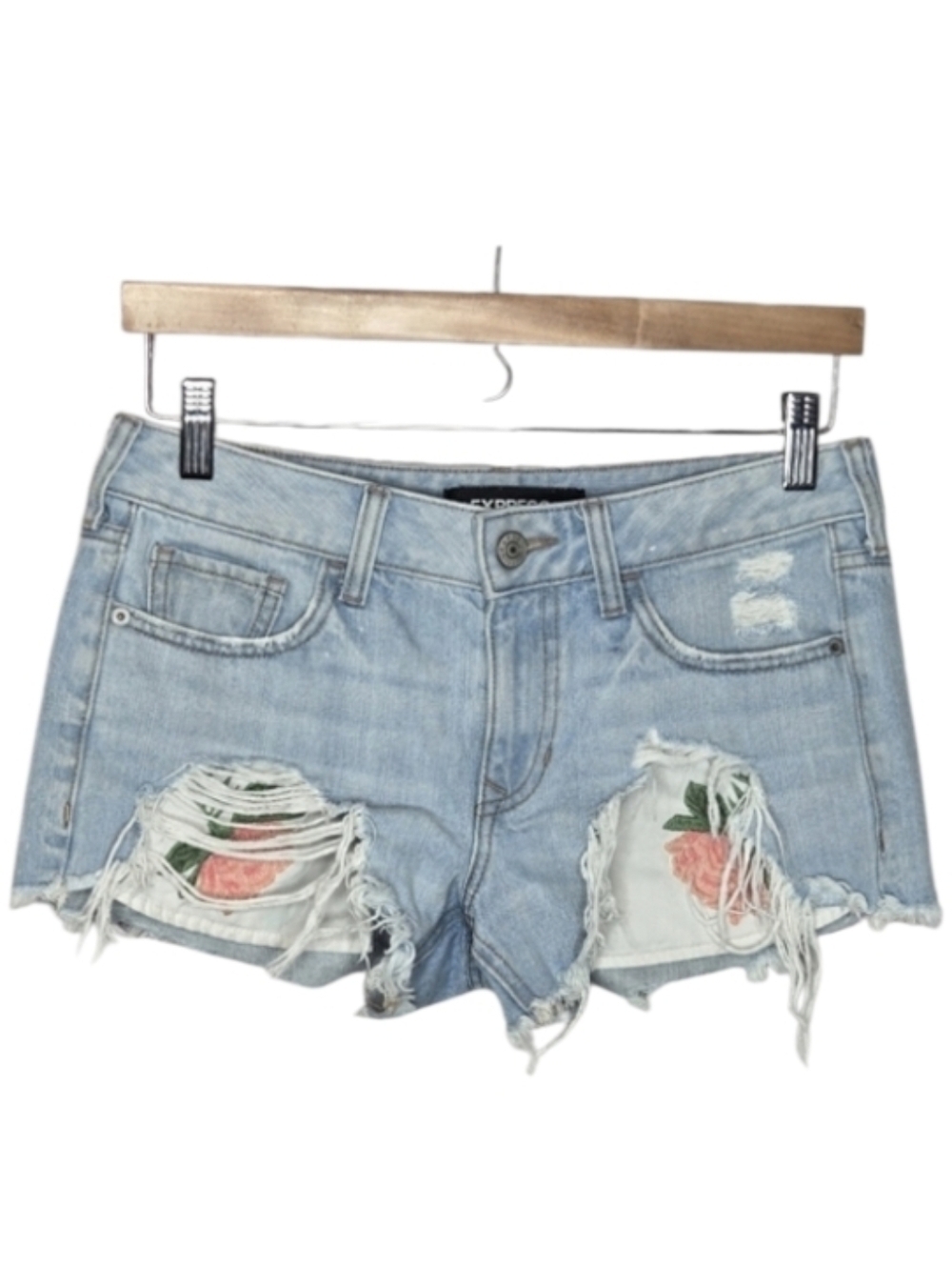 Express Floral Embroidered Relaxed Low Rise Shortie